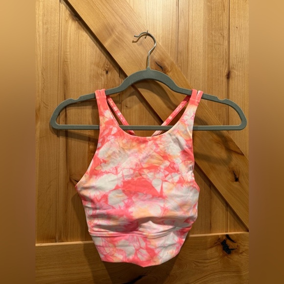 LULULEMON Energy Bra High Neck Shibori Grapefruit Orange Size 6 - Picture 2 of 5